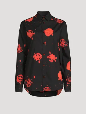 Cotton Poplin Shirt Faded Roses Print