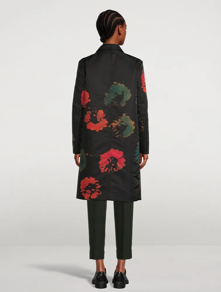 Nylon Twill Coat Sunflower Print