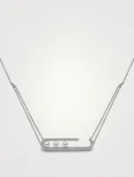 Sleek 18K White Gold Akoya Pearl Necklace With Diamonds