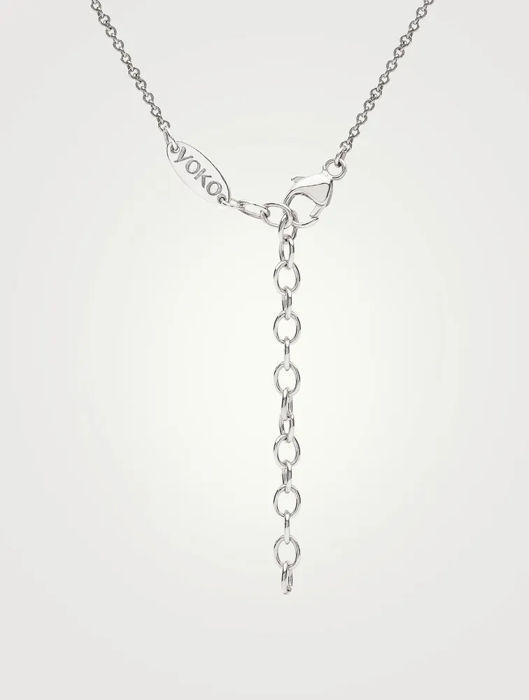 Sleek 18K White Gold Akoya Pearl Necklace With Diamonds