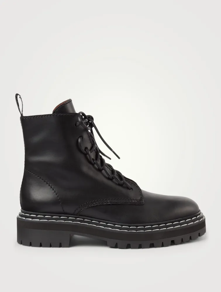 Leather Lug Sole Combat Boots