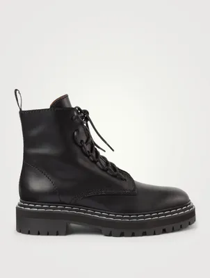 Leather Lug Sole Combat Boots