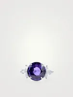 Oval Purple Sapphire Ring With Diamonds