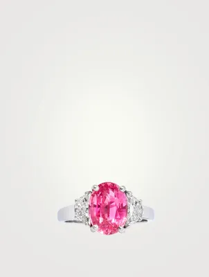 Oval Padparadscha Sapphire Ring With Diamonds
