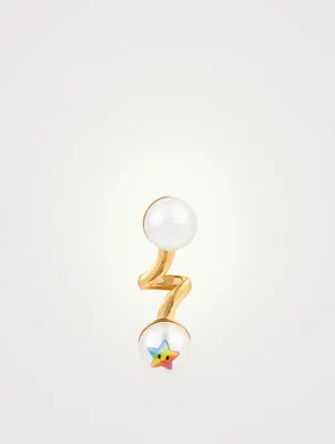 24K Goldplated Kawaii Rainbow Pearl Earring