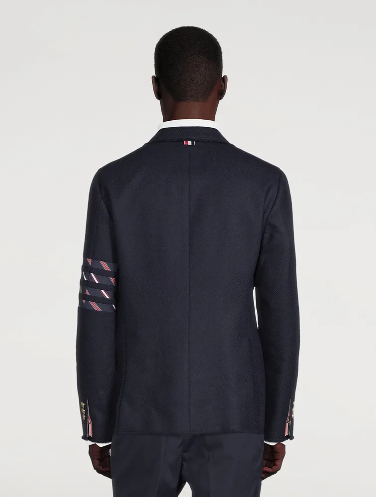 Wool Jacket With 4-Bar Silk Stripe