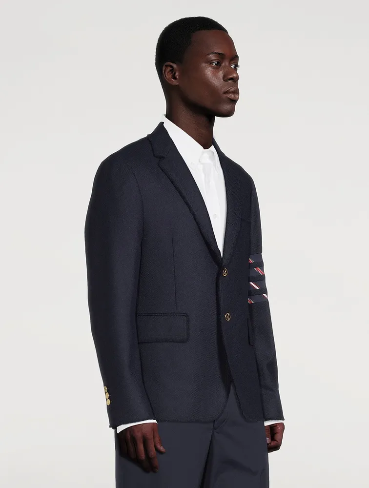 Wool Jacket With 4-Bar Silk Stripe