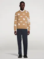 Wool Bear And Salmon Intarsia Sweater
