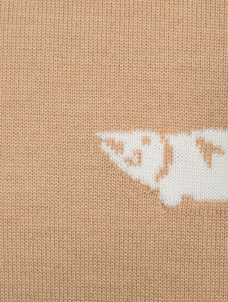 Wool Bear And Salmon Intarsia Sweater