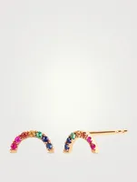 14K Gold Rainbow Stud Earrings