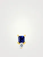 14K Gold September Birthstone Stud Earring With Sapphire And Diamond