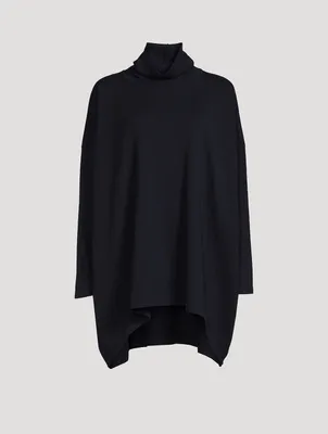 Scrunch-Neck Cashmere Long Sweater