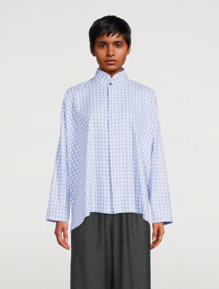 Wide Cotton Shirt Gingham Print