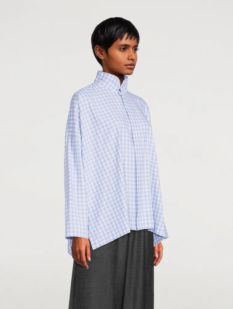 Wide Cotton Shirt Gingham Print