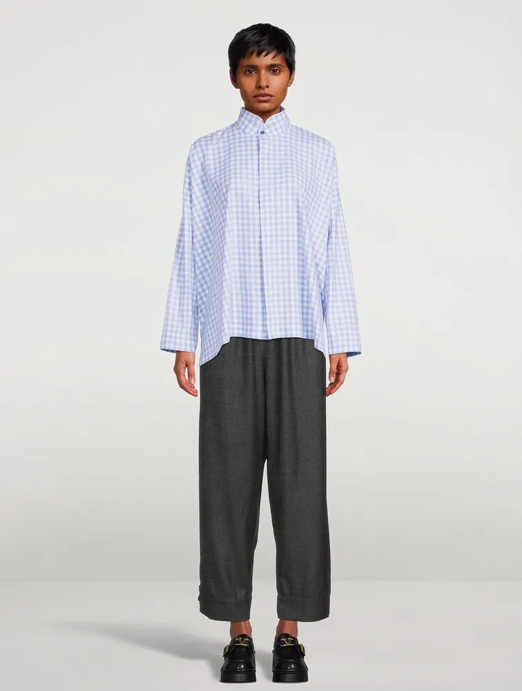 Wide Cotton Shirt Gingham Print