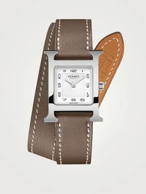Heure H PM Double Tour Long Leather Strap Watch