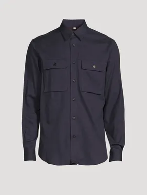 Wool And Cotton Patch-Pocket Shirt