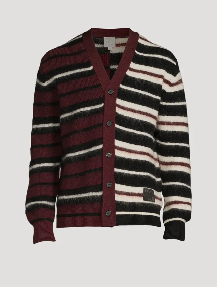 Wool And Mohair-Blend Cardigan Striped Print