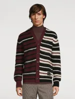 Wool And Mohair-Blend Cardigan Striped Print