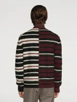 Wool And Mohair-Blend Cardigan Striped Print