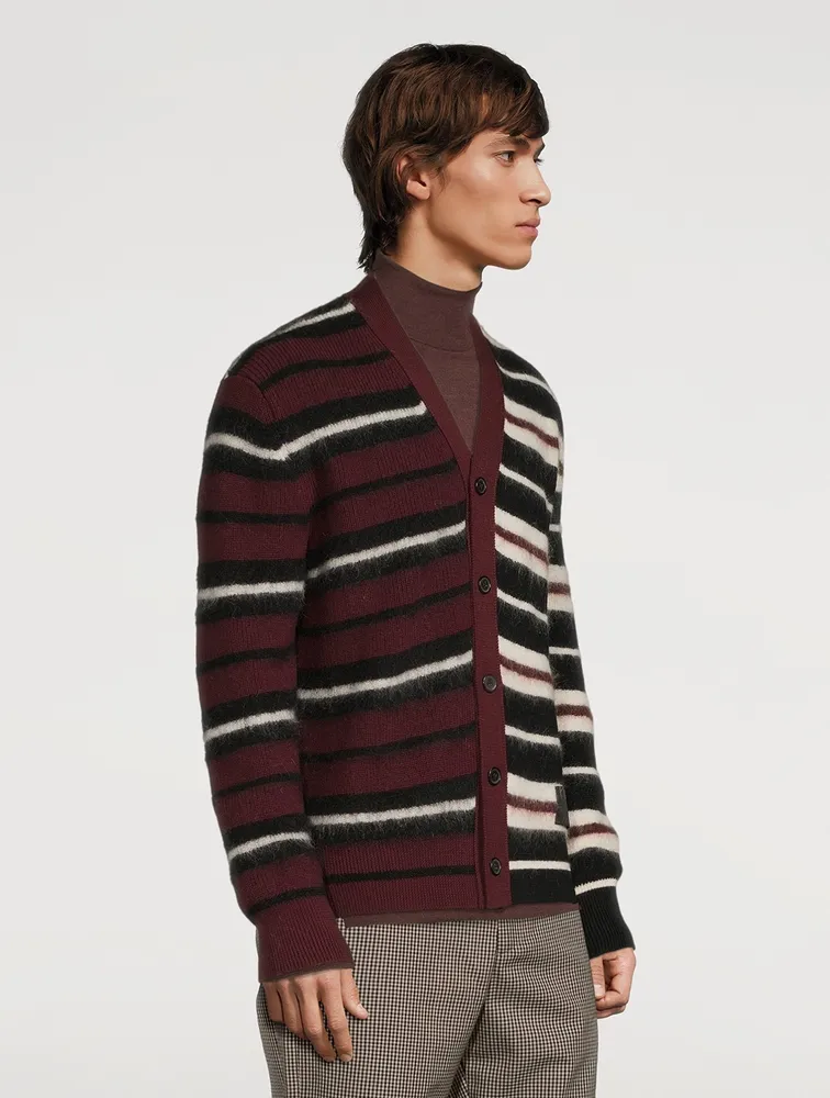 Wool And Mohair-Blend Cardigan Striped Print