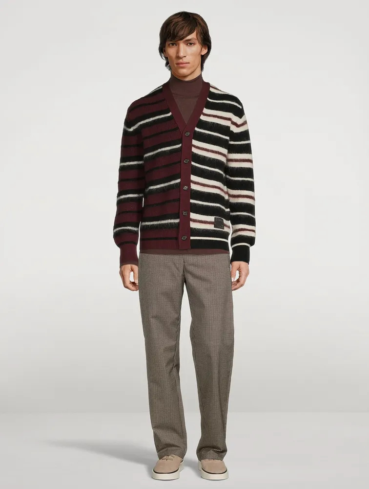 Wool And Mohair-Blend Cardigan Striped Print