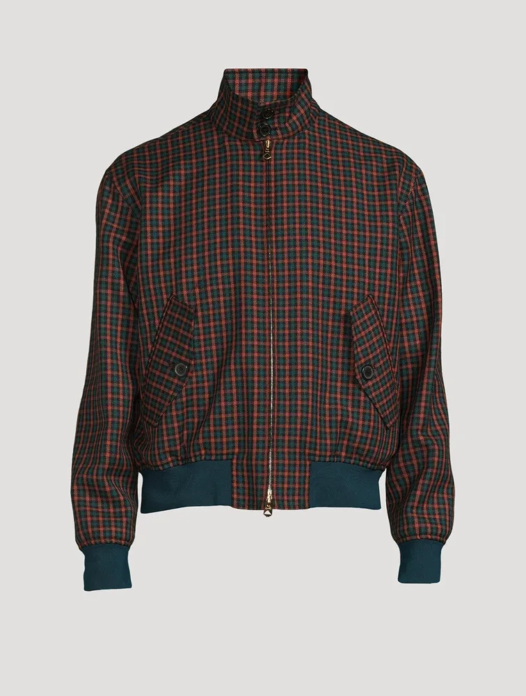 Harrington Wool Twill Jacket Check Print