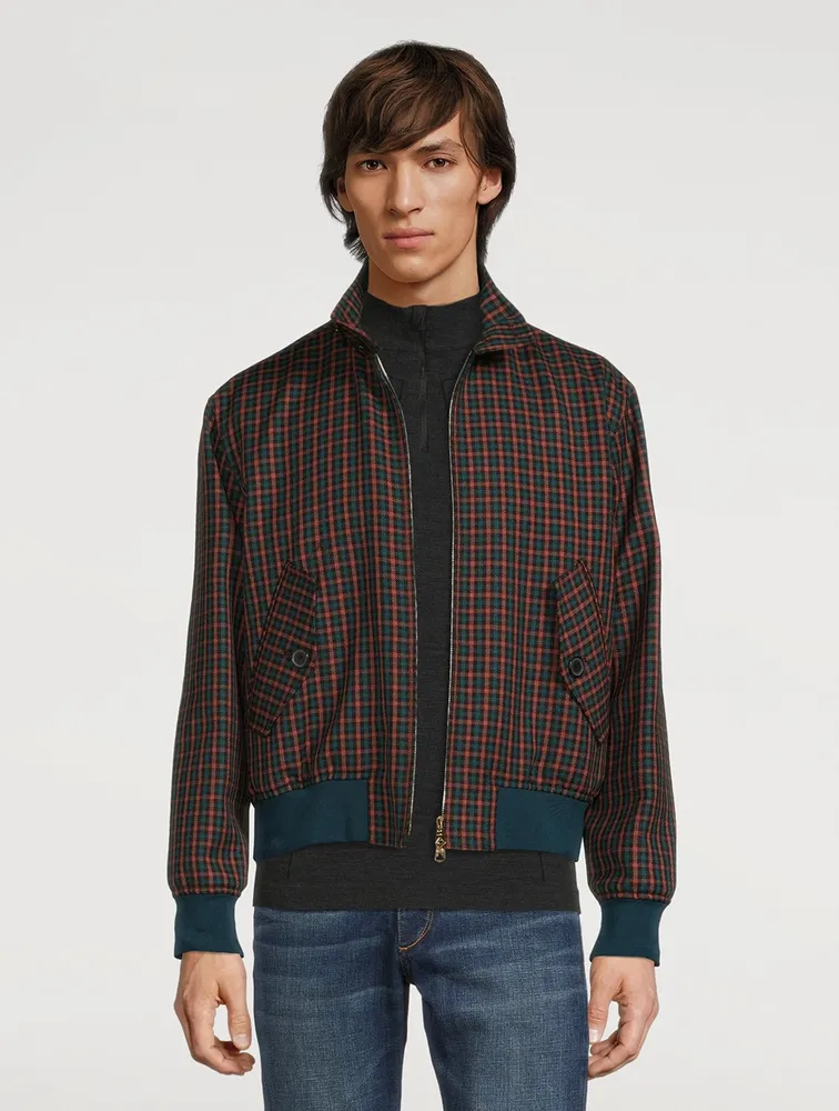 Harrington Wool Twill Jacket Check Print