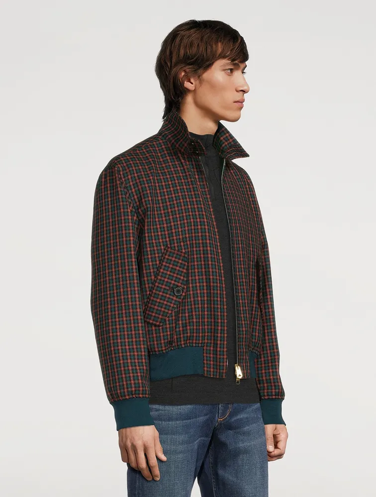 Harrington Wool Twill Jacket Check Print