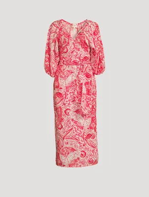 Fila Balloon-Sleeve Wrap Dress Paisley Print