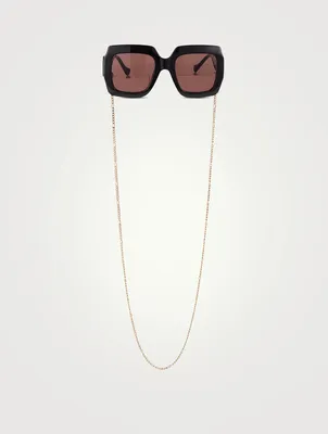 Square Sunglasses With Chain