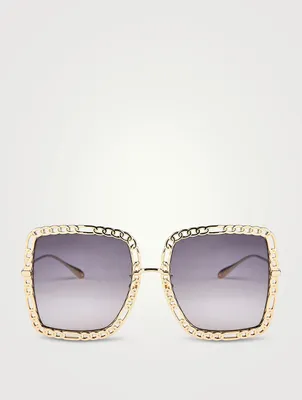 Square Sunglasses With Chain