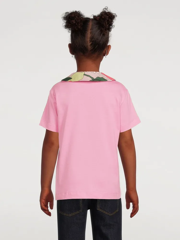 Kids Cotton T-Shirt With Printed Collar