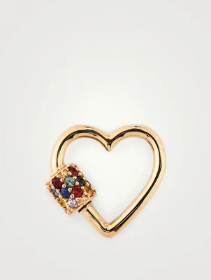 Stoned Heartlock 14K Gold Pendant With Harlequin Sapphires