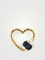 Baby Total Baguette Heartlock 14K Gold Pendant With Blue Sapphires