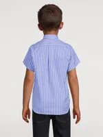 Cotton Short-Sleeve Shirt In Striped Print
