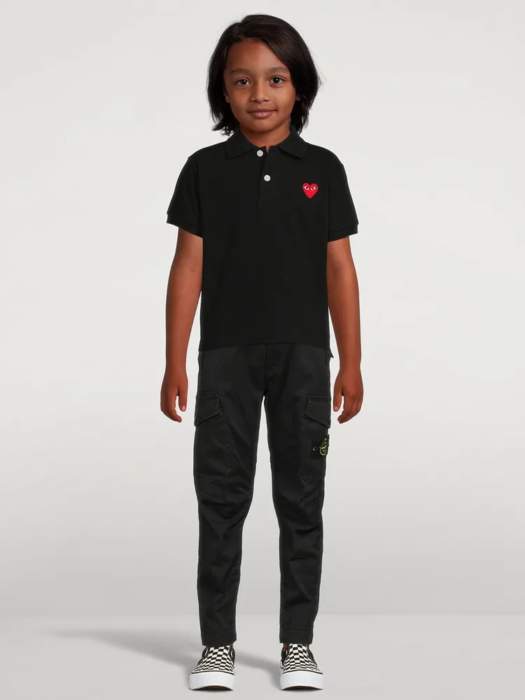 Short-Sleeve Polo Shirt With Red Heart