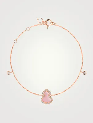 Petite Wulu Bracelet 18K Rose Gold With Pink Opal And Diamonds