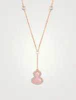 Petite Wulu 18K Rose Gold Necklace With Pink Opal And Diamonds
