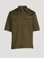 Claseni Printed Gabardine Short-Sleeve Shirt