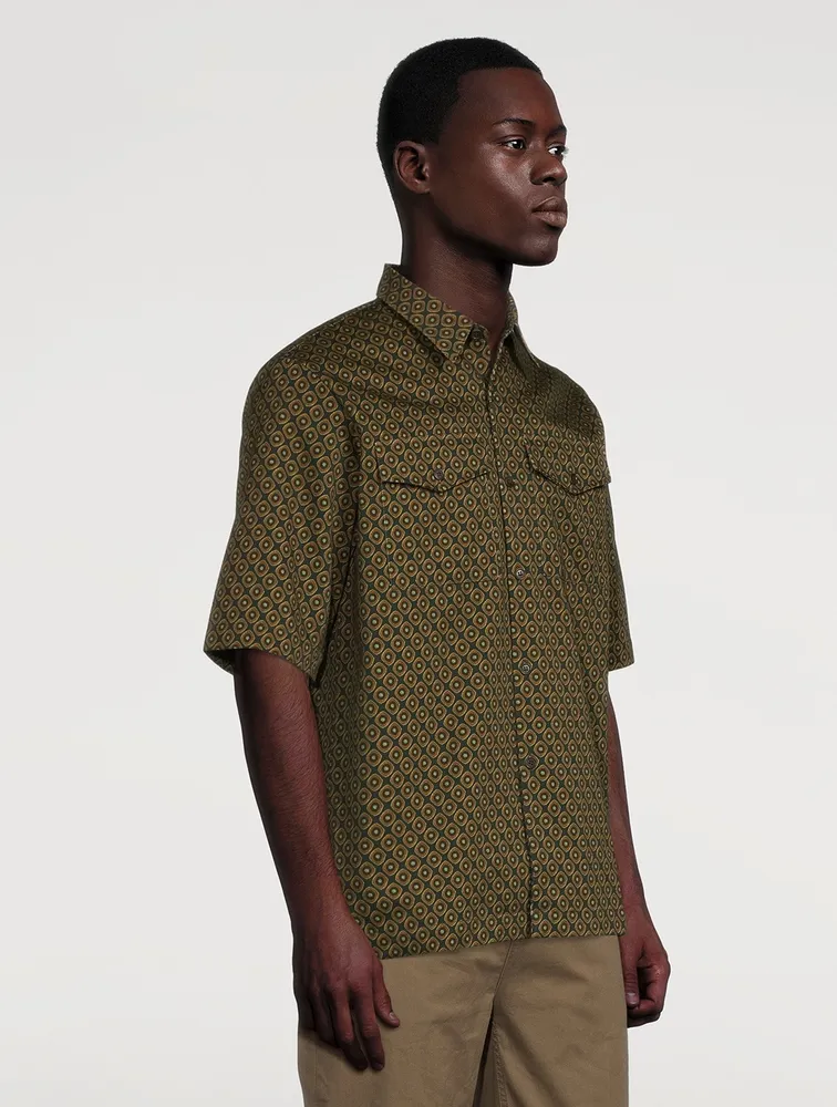 Claseni Printed Gabardine Short-Sleeve Shirt