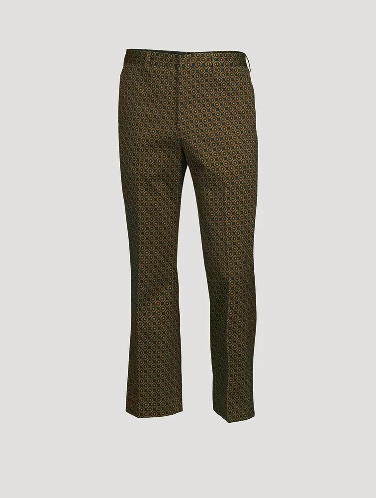 Printed Gabardine Flared Cropped Pants