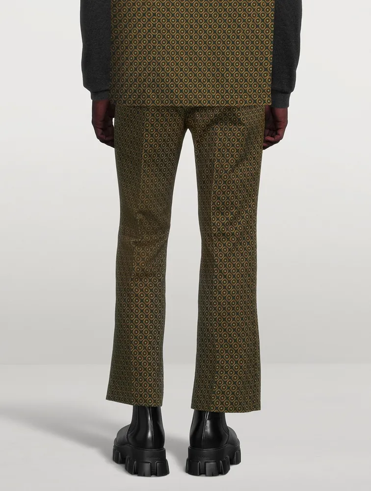 Printed Gabardine Flared Cropped Pants