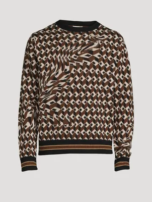 Distorted Jacquard Mohair Knit Sweater