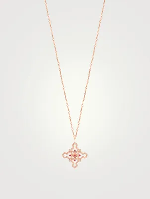 Wulu 18K Rose Gold Necklace With Diamonds And Ruby