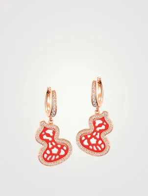 Wulu 18K Rose Gold Earrings With Diamonds And Red Agate