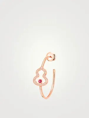 Wulu 18K Rose Gold Earring With Diamonds And Ruby