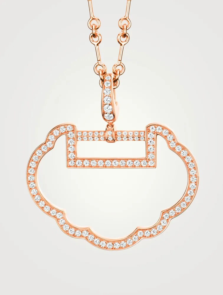 Large Yu Yi 18K Rose Gold Pendant With Diamonds