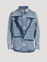 Cotton V-Logo Denim Shirt