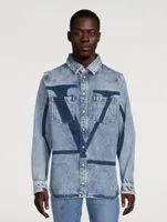 Cotton V-Logo Denim Shirt